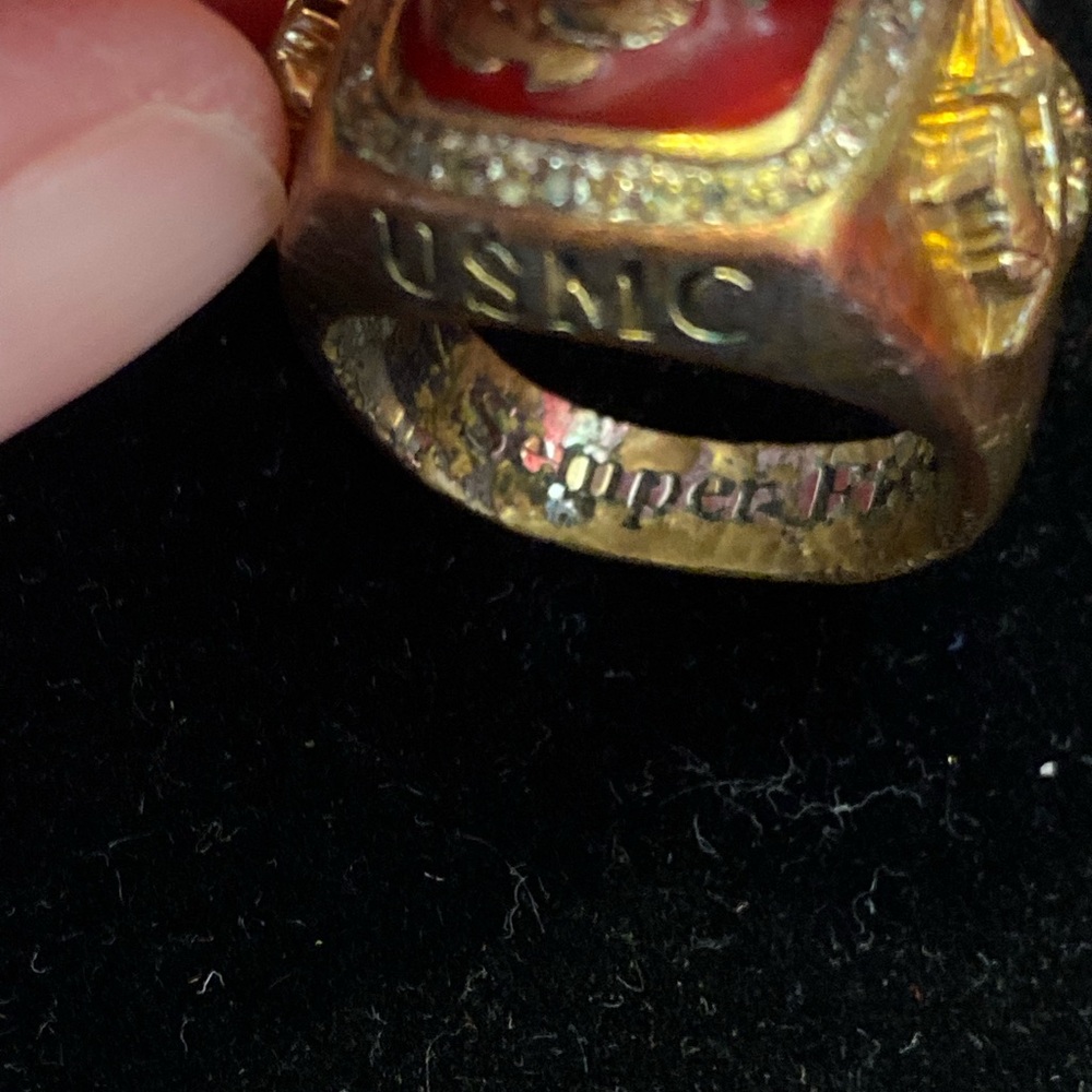 Gold and Red Marine Corps Ring Milton - Picture 8 of 16
